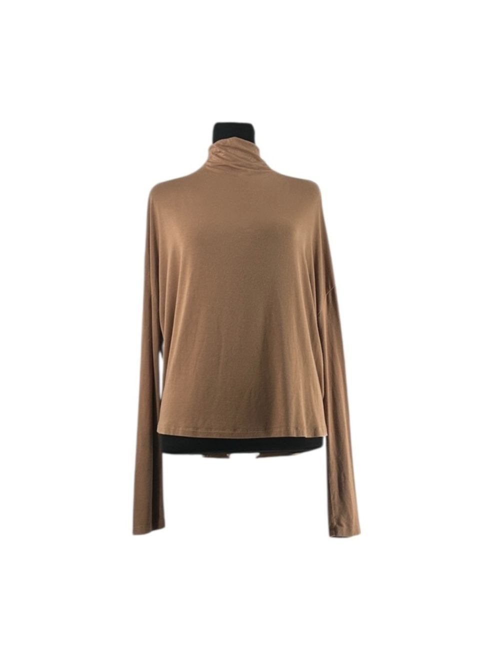 Aritzia Babaton seaton turtle neck relaxed Tan Knit Top minimalist career sz sm